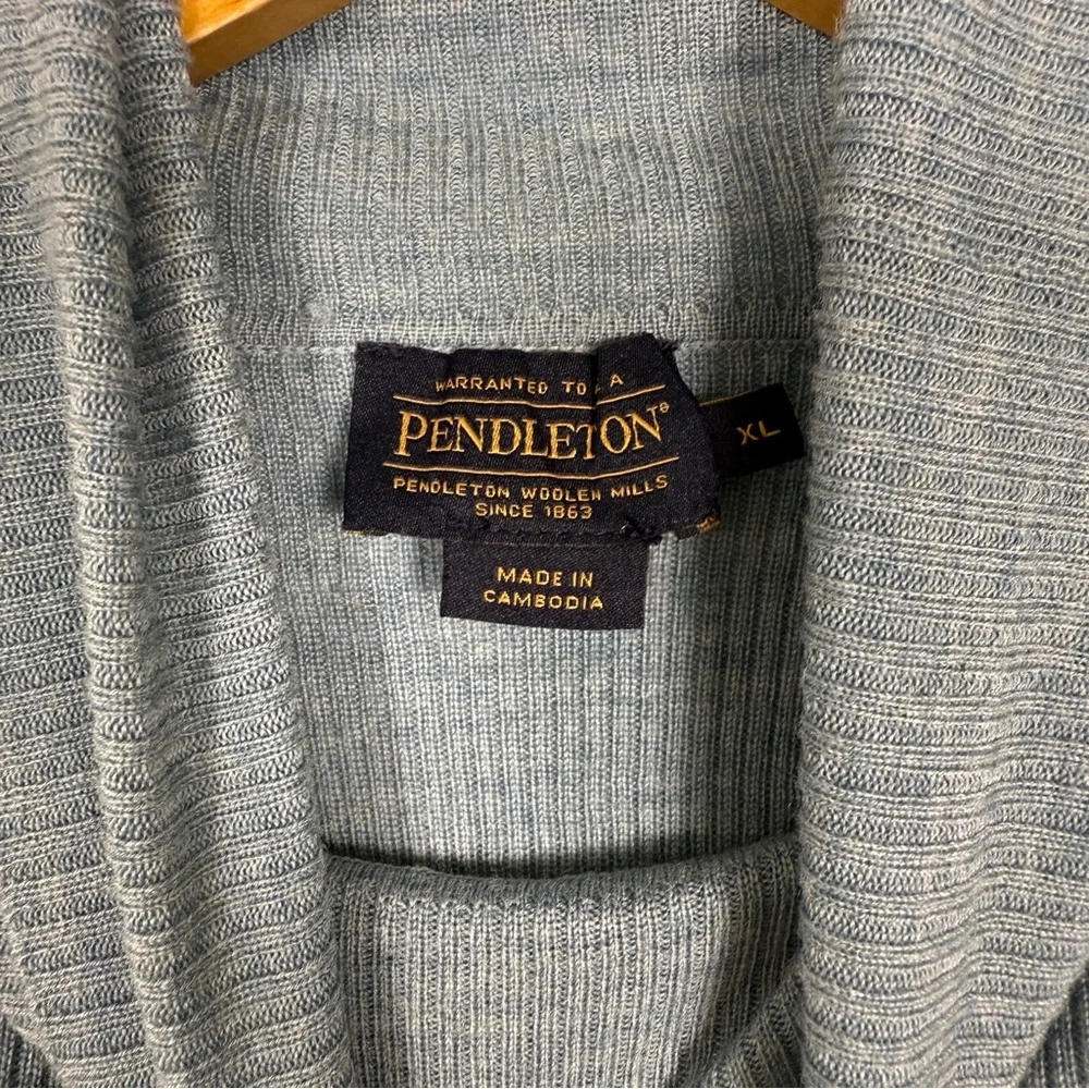 Pendleton 100% Merino Wool Turtleneck Sweater XL Blue Rib Knit Classic